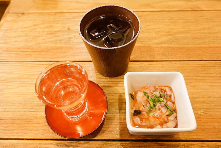 日本酒と蛸の塩辛